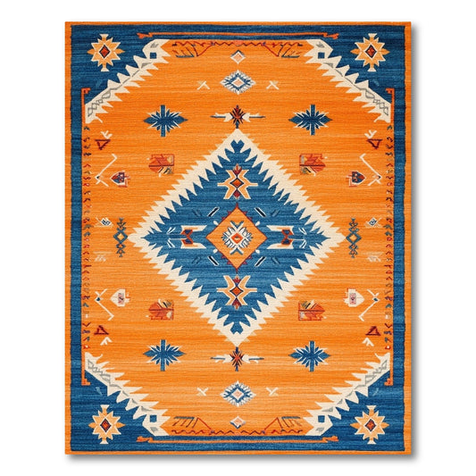 Orange Vibrant Orange Southwestern Area Rug