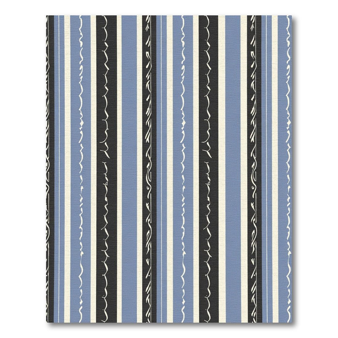 Blue Cream Black Striped Ribbon Rug