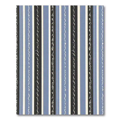 Blue Cream Black Striped Ribbon Rug