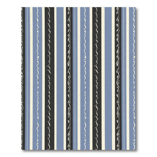 Blue Cream Black Striped Ribbon Rug