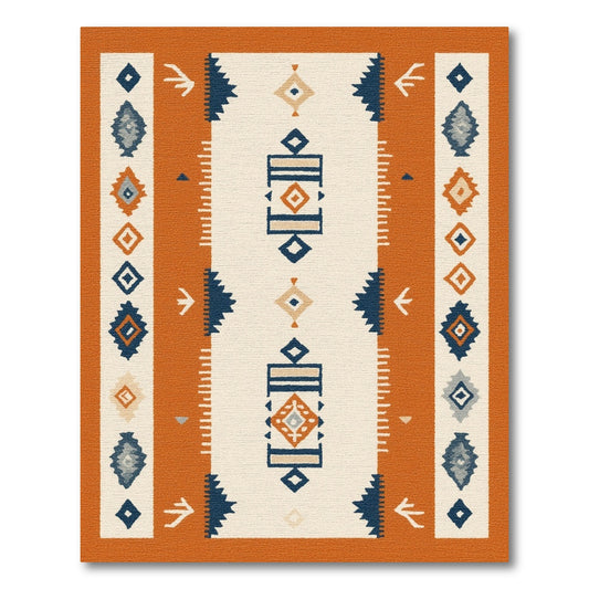 Orange Southwestern Geometric Area Rug