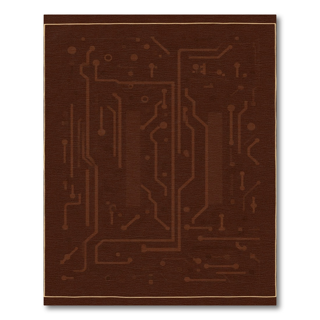 Brown Circuit Board Abstract Layout Rug