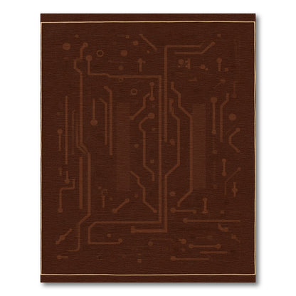 Brown Circuit Board Abstract Layout Rug