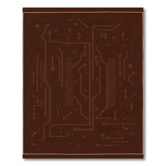 Brown Circuit Board Abstract Layout Rug