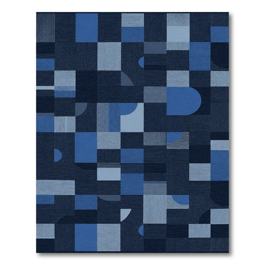 Modern Blue Geometric Abstract Rug