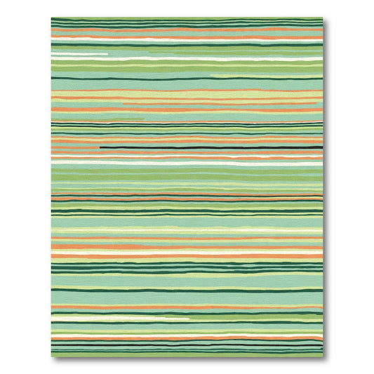 Mint Green Coral Orange Striped Harmony Rug