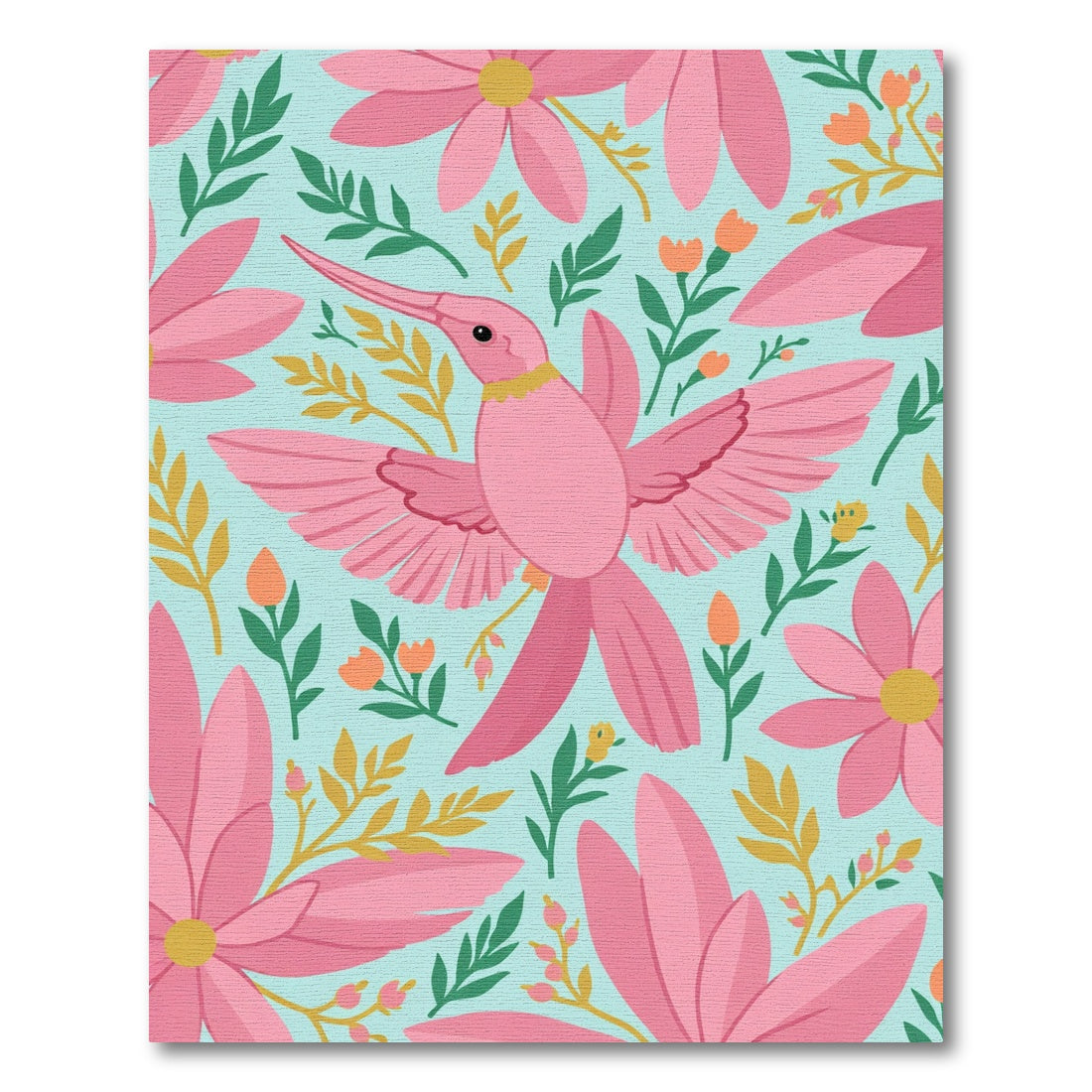 Pink Hummingbird And Floral Collage Rug