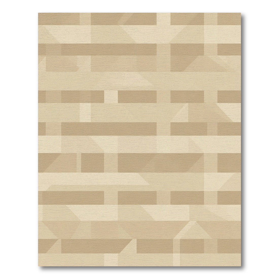 Subtle Tan Geometric Interlocking Shapes Rug