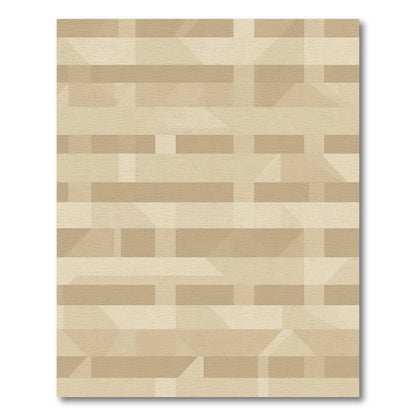 Subtle Tan Geometric Interlocking Shapes Rug