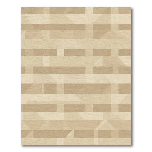 Subtle Tan Geometric Interlocking Shapes Rug