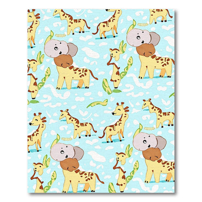 Whimsical Giraffe Elephant Safari Sky Rug