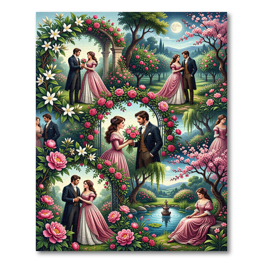 Romantic Garden Lovers Pink Floral Arch Rug