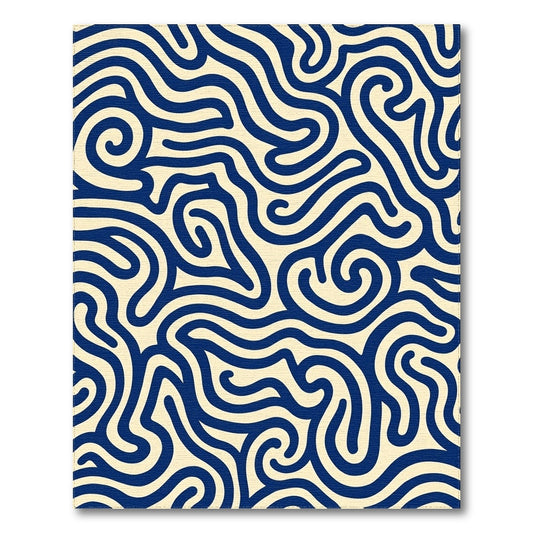 Navy Wavy Curl Fluid Rug