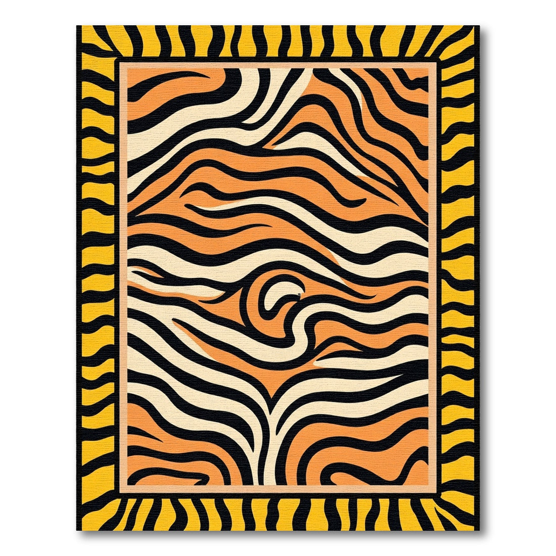 Wild Animalistic Orange Black Strokes Rug