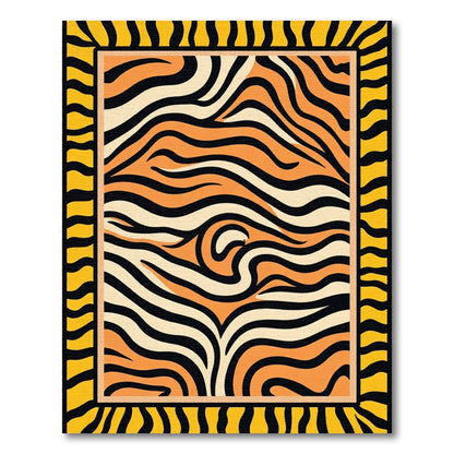 Wild Animalistic Orange Black Strokes Rug