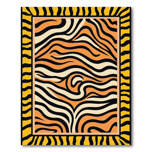 Wild Animalistic Orange Black Strokes Rug