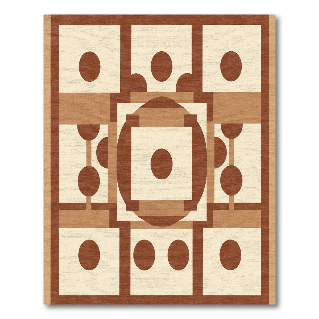 Brown Cream Geometric Square Dot Compound Rug