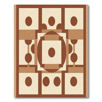 Brown Cream Geometric Square Dot Compound Rug