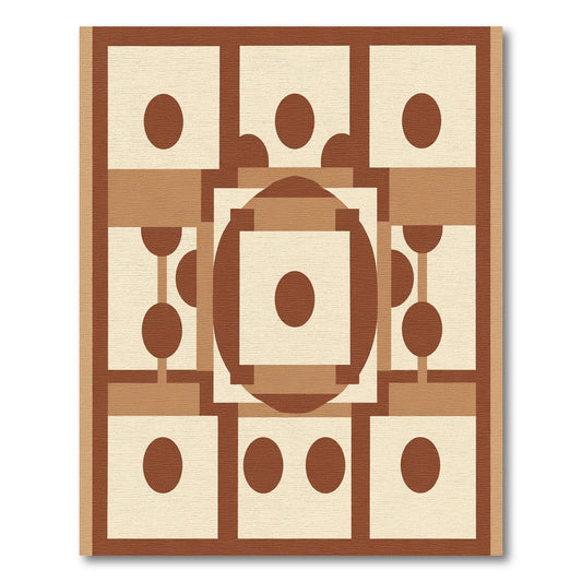 Brown Cream Geometric Square Dot Compound Rug