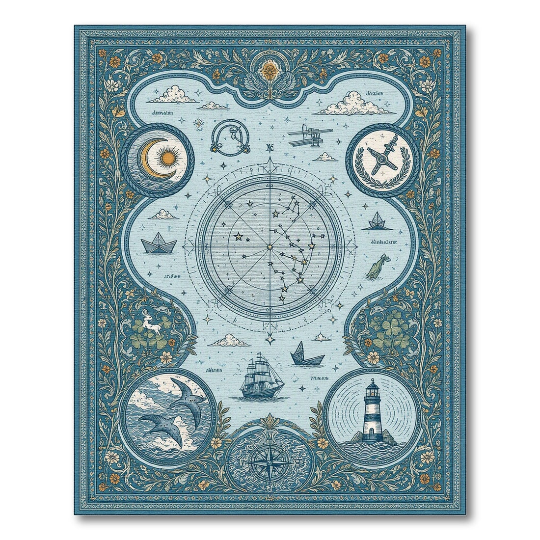 Celestial Nautical Compass Area Rug