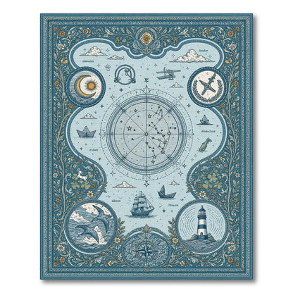 Celestial Nautical Compass Area Rug