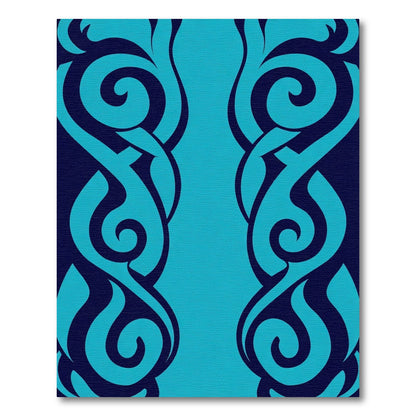 Deep Blue Teal Swirling Intertwined Elements Rug