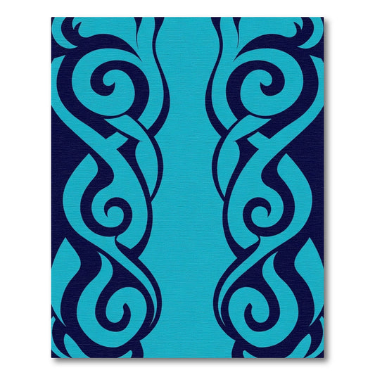 Deep Blue Teal Swirling Intertwined Elements Rug