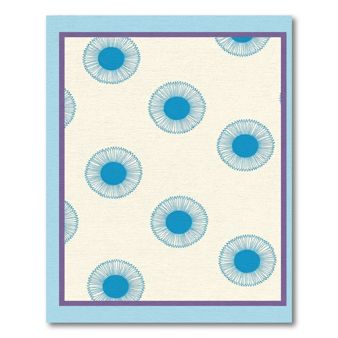Cream Blue Sunburst Repeat Rug