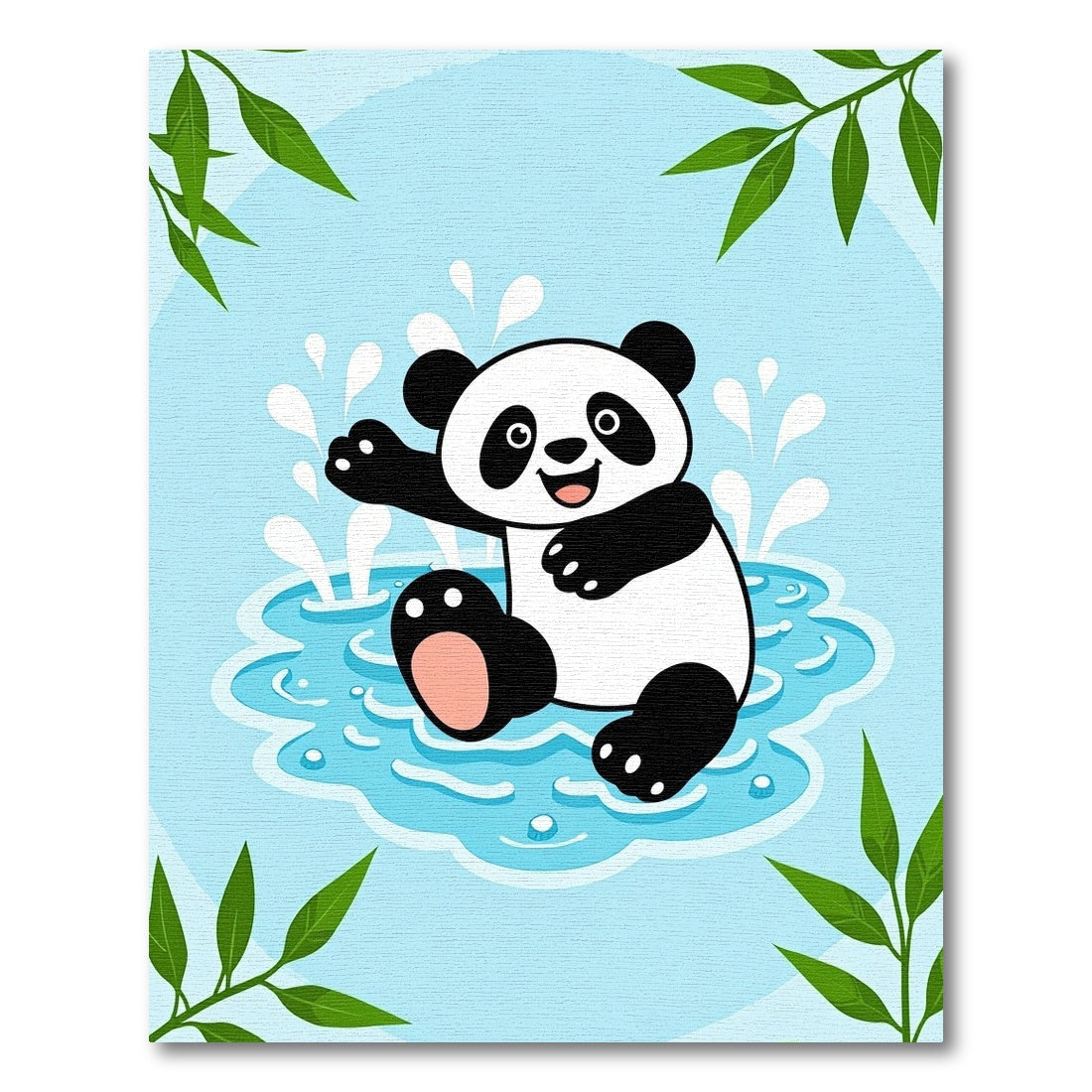 Playful Panda Splashing Water Rug