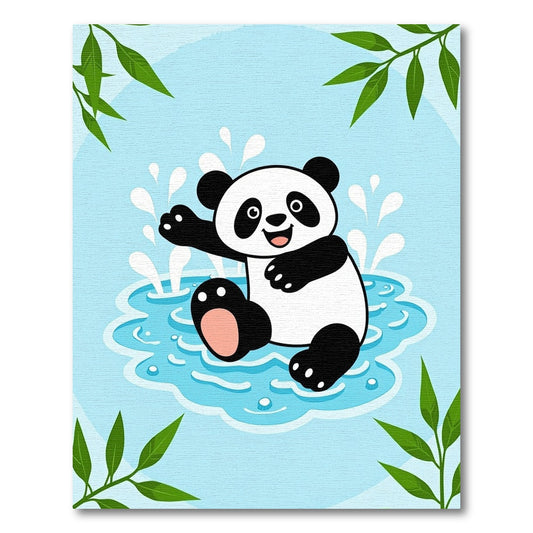 Playful Panda Splashing Water Rug