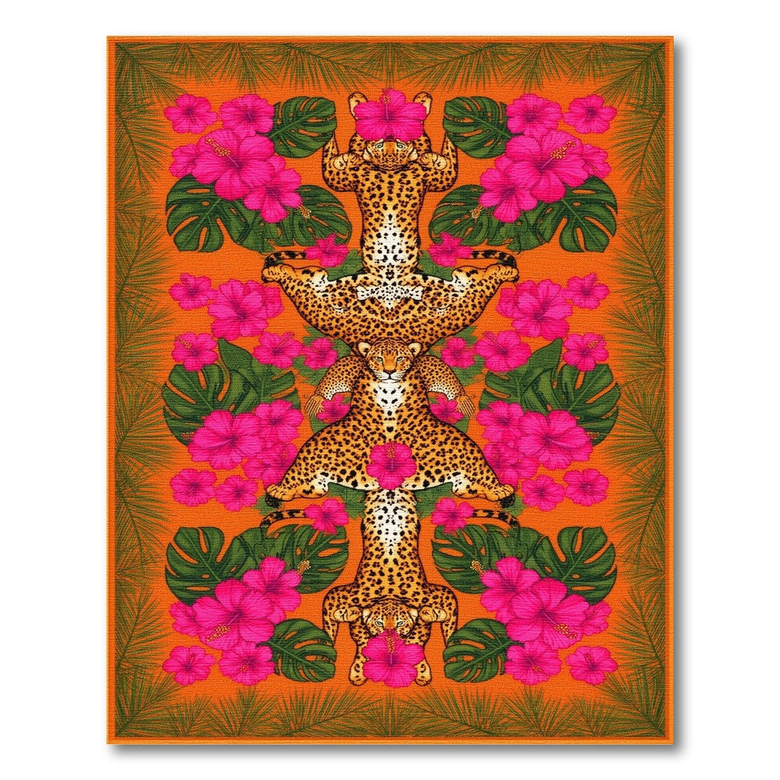 Leopard Hibiscus Orange Area Rug