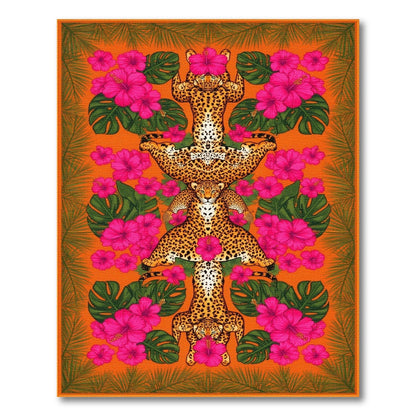 Leopard Hibiscus Orange Area Rug