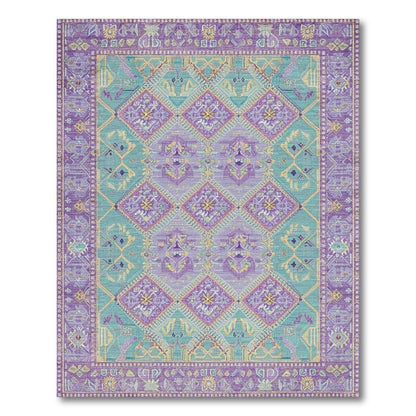 Purple Teal Geometric Diamond Area Rug