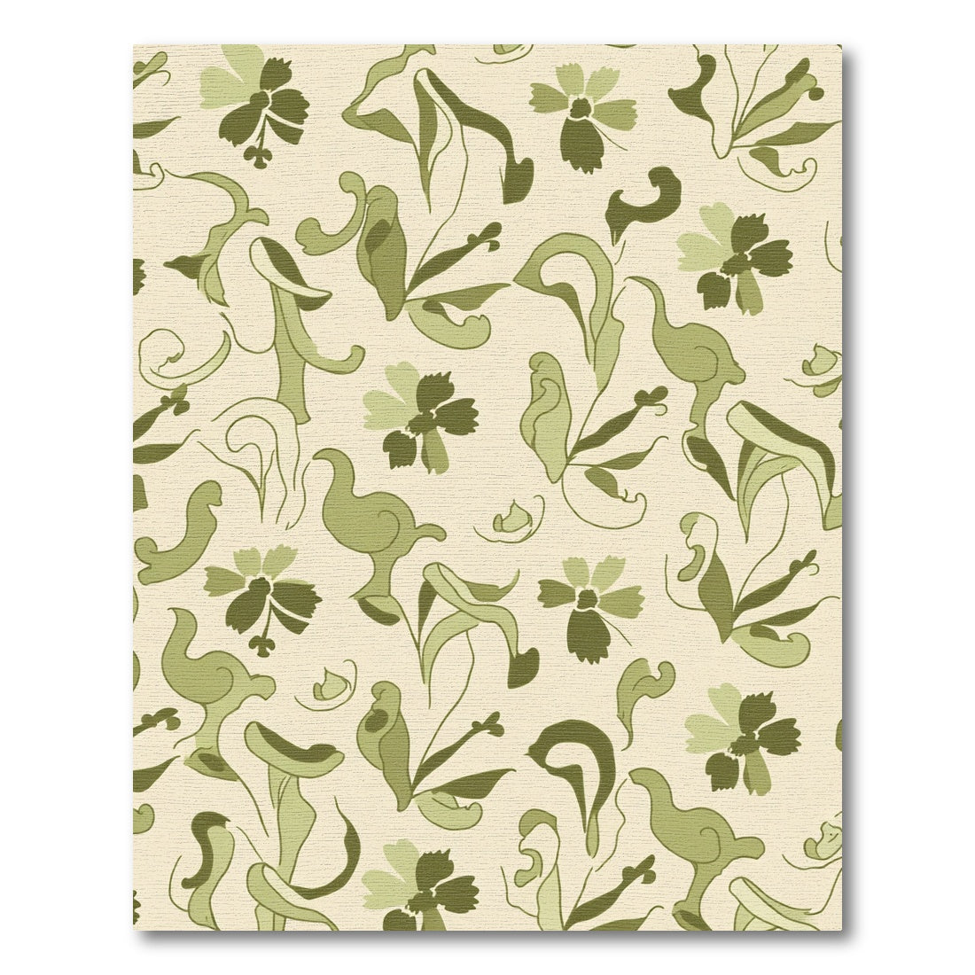 Delicate Sage Swirl Floral Garden Rug