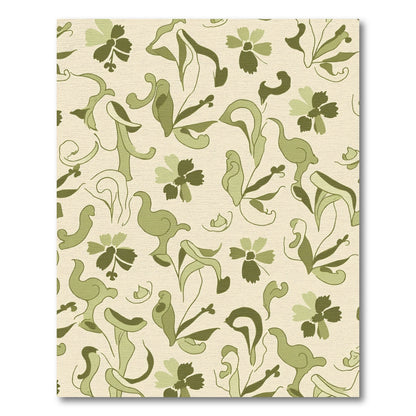 Delicate Sage Swirl Floral Garden Rug