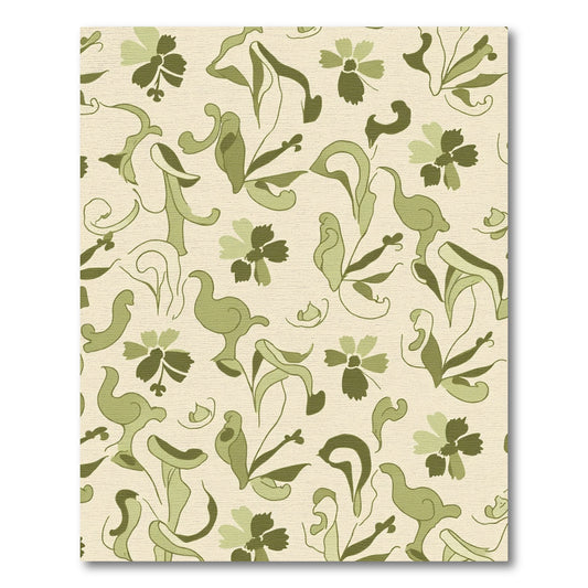 Delicate Sage Swirl Floral Garden Rug