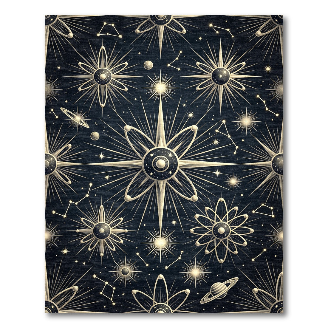Celestial Atom Constellation Starburst Rug