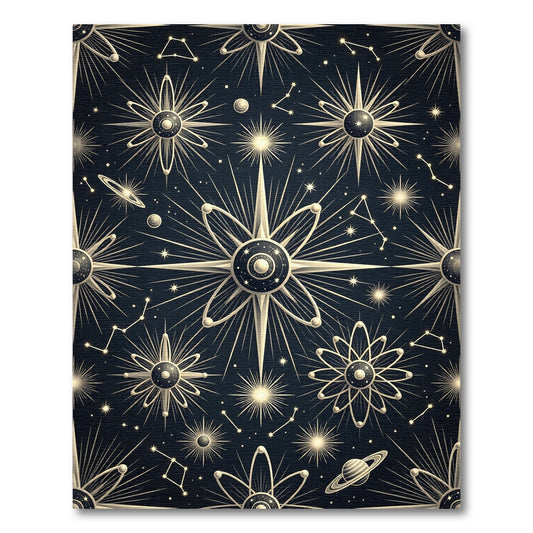 Celestial Atom Constellation Starburst Rug