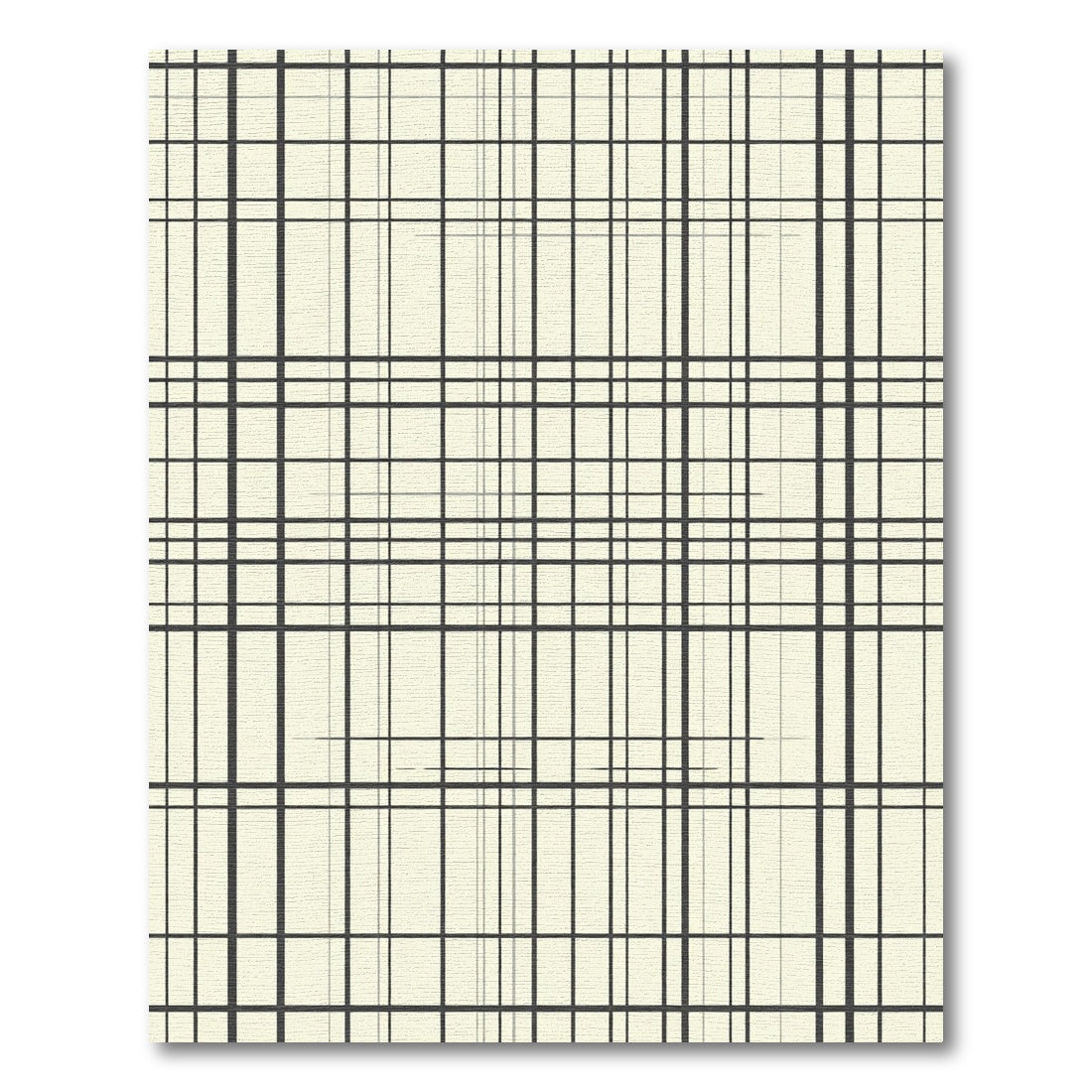 Modern Black and Cream Grid Rug
