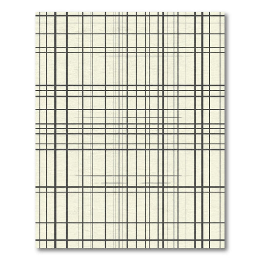 Modern Black and Cream Grid Rug