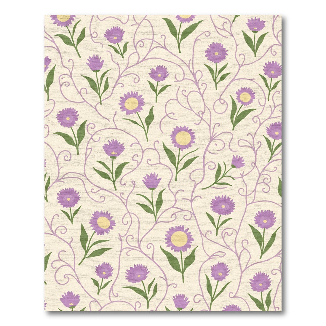 Delicate Lavender Floral Vine Scroll Rug