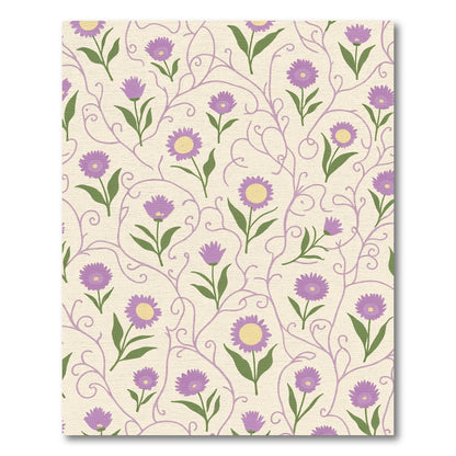 Delicate Lavender Floral Vine Scroll Rug