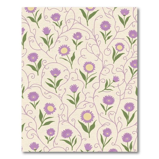 Delicate Lavender Floral Vine Scroll Rug