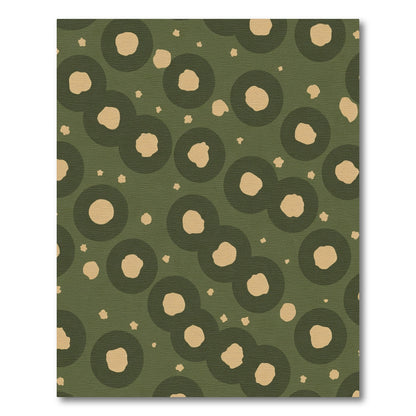 Olive Green Tan Organic Circles Rug