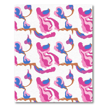 Abstract Pink Blue Brown Flowing Swirls Rug