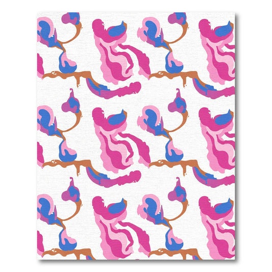 Abstract Pink Blue Brown Flowing Swirls Rug