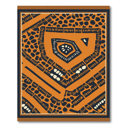 Orange and Navy Abstract Geometric Layout Rug