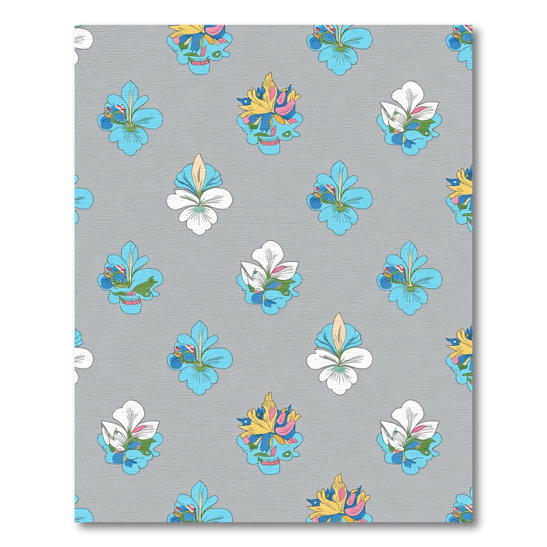 Floral Crest White Aqua Yellow Rug