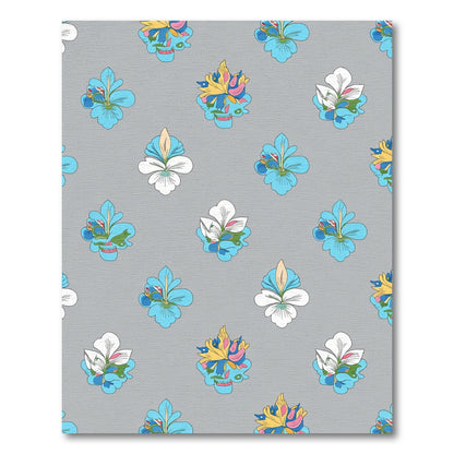 Floral Crest White Aqua Yellow Rug