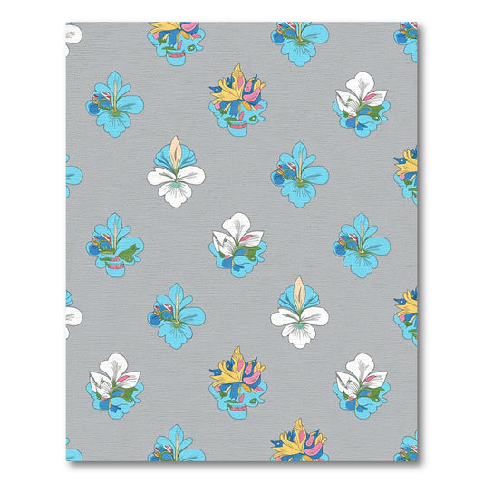Floral Crest White Aqua Yellow Rug
